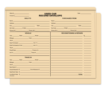 Deal Jacket - Used Car Record